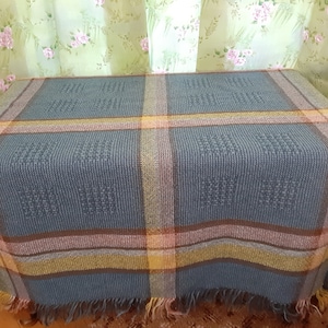 Vintage Woven Wool tablecloth with fringes , Kitchen tablecloth, wool tablecloth ,retro tablecloth , tablecloth vintage Scandinavian (6)