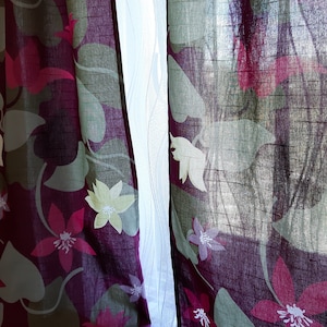 2 pieces Floral Purple white Green Pink Vintage curtains Scandinavian Cotton Print Decorative curtains Floral curtains vintage curtains (8)