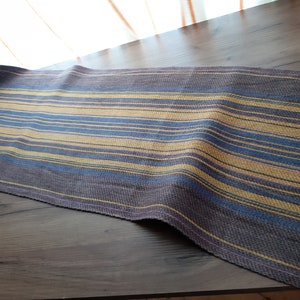 Rustieke geweven linnen tafelloper, tafeltopper, tafeldressing, tafellinnen, vintage beddengoed (4)