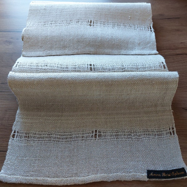 Vintage handwoven burlap linen table runner, table topper, table dressing, table dress, table dresser scarf, vintage linens (A1)