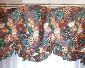 Tropical fruits Long 1 piece cotton ,print vintage valance curtain , fruits valance, vintage curtain(A3)