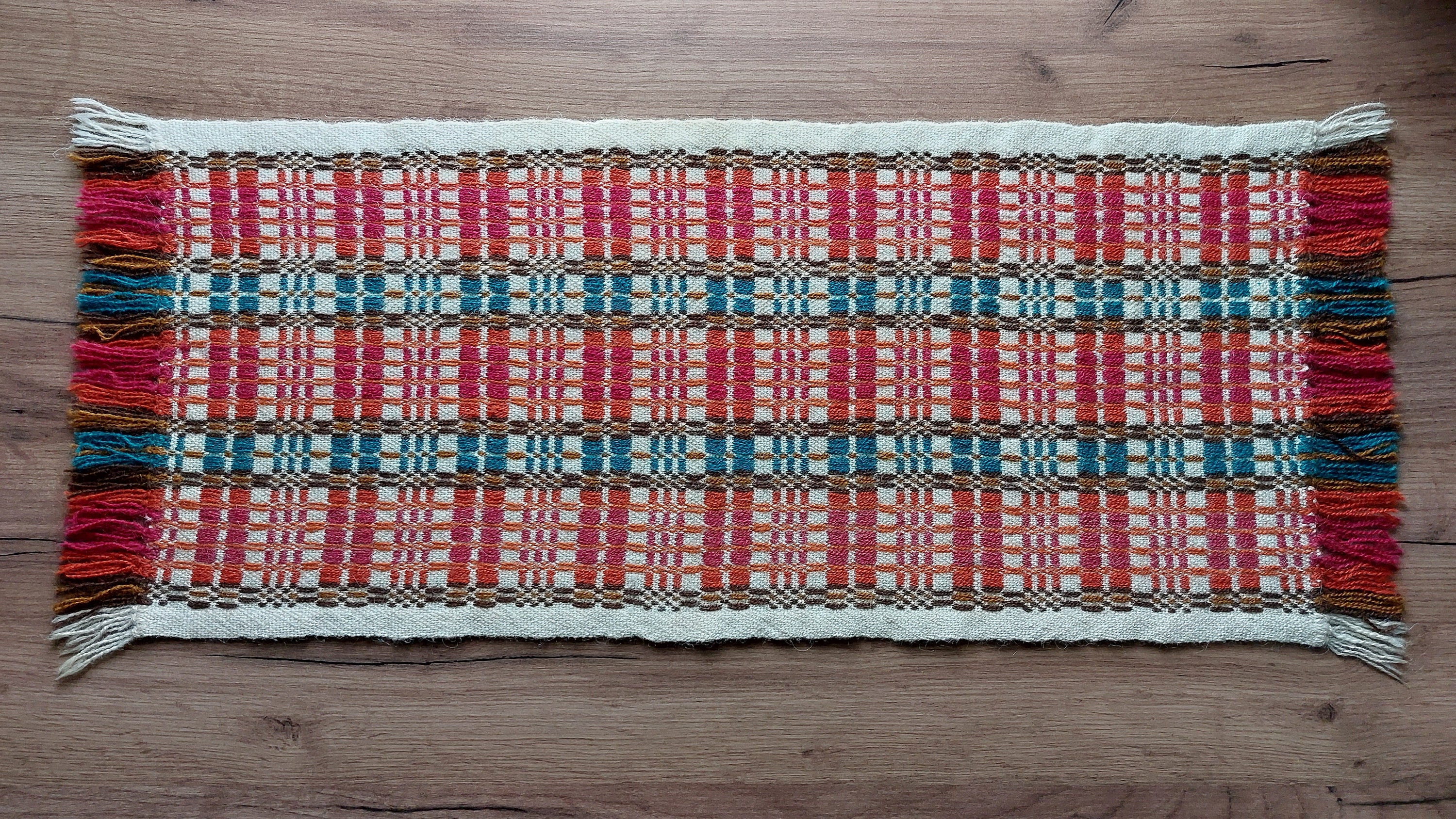 Vintage Handwoven Mix Wool Table Topper, Short Table Runner, Table ...