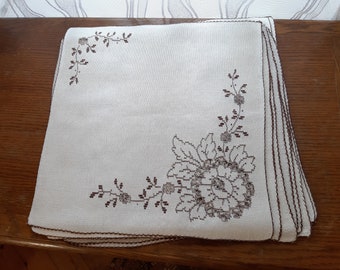 9 Pièces décoratives scandinaves coton floral vintage Serviettes, Serviettes de table, serviettes de thé vintage , textiles vintage (9)