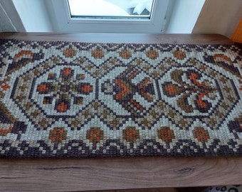 Vintage Scandinavian Wool Tapestry: Handmade Table Runner Wall Hanging