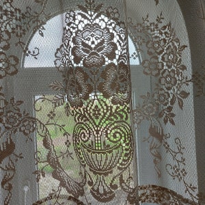 Cortina de cenefa de poliéster vintage, cortina de café transparente vintage, cortina de café de cocina, cortina de café de día, cortina de café retro (A1)