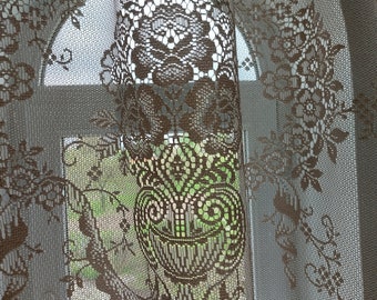Vintage polyester valance curtain, vintage sheer cafe curtain, kitchen cafe curtain, day cafe curtain , retro cafe curtain (A1)