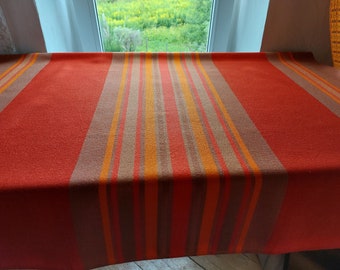 nappe acrylique tissée rectangulaire vintage, nappe rétro, nappe de cuisine, couverture de table vintage, nappe orange (A5)