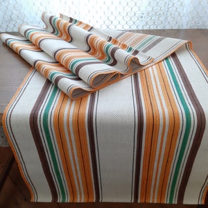 Vintage geweven linnen gestreepte tafelloper, tafeltopper, tafeldressing, tafeldecor, Vintage Scandinavische tafellopers tafeltoppers (1)