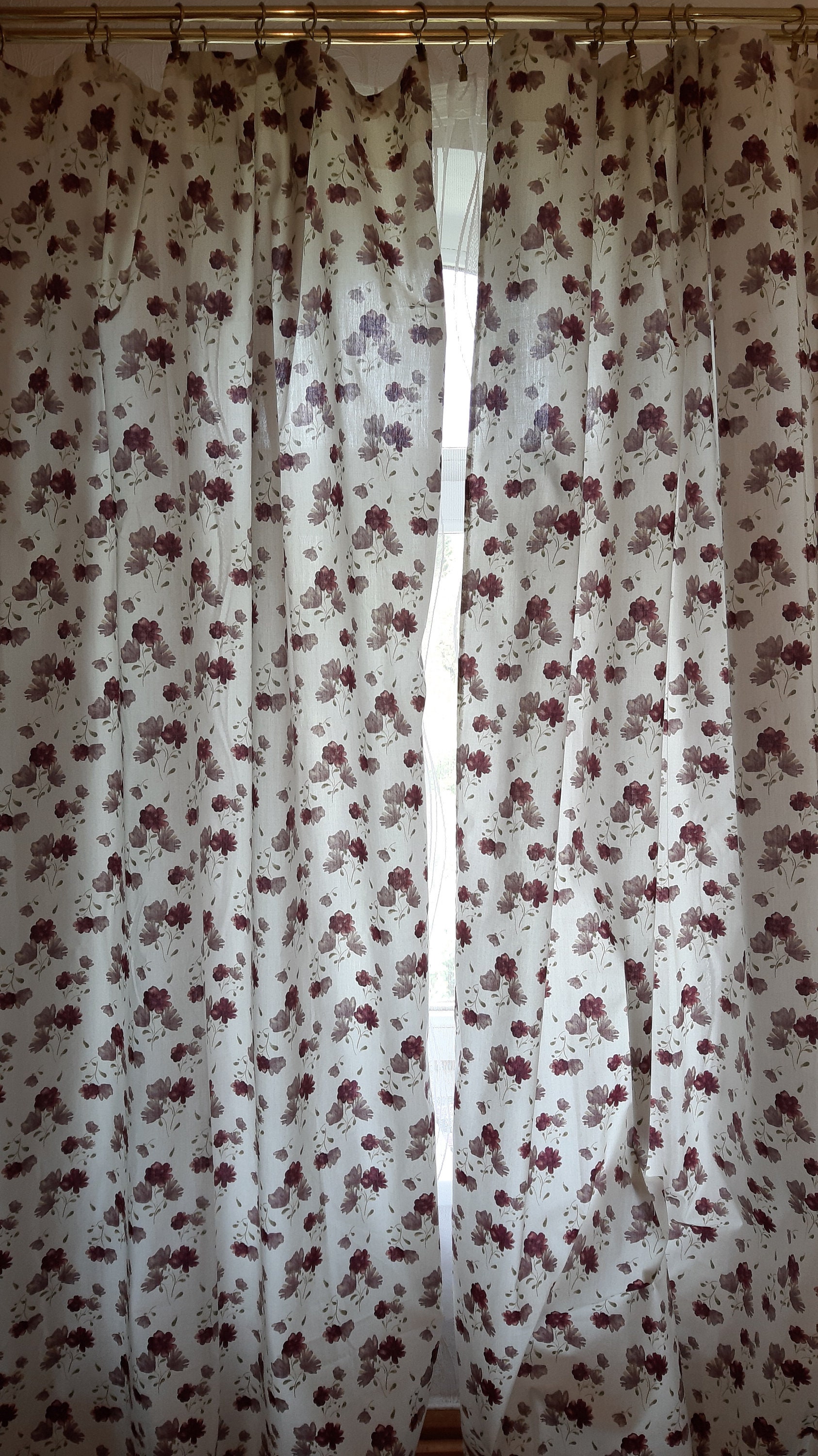 2 pieces Floral Purple white cotton print vintage curtains Night curtains decorative curtains kitchen curtains room curtains (6)