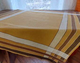 Vintage Finlayson Finland thick woven cotton - viscose square tablecloth, retro tablecloth, kitchen tablecloth , Housewarming (A6)