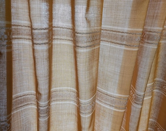 2 Pieces Vintage woven Mustard color curtains, Vintage curtain panels, Curtains for one window, retro curtains , curtains vintage (A8)