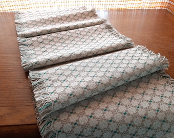 Chemin de table tissé vintage : mélange de coton et de lin, décor à rayures (46,4 x 9,4 pouces)