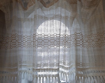 Decorative Translucent Cotton - wool Vintage Scandinavian valance curtain, vintage valance, valance curtains, cafe curtain , valance (9)