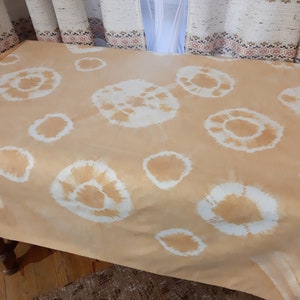 Vintage light brown handmade batik tablecloth , handmade tablecloth , batik tablecloth , vintage kitchen tablecloth , rustic tablecloth (1)