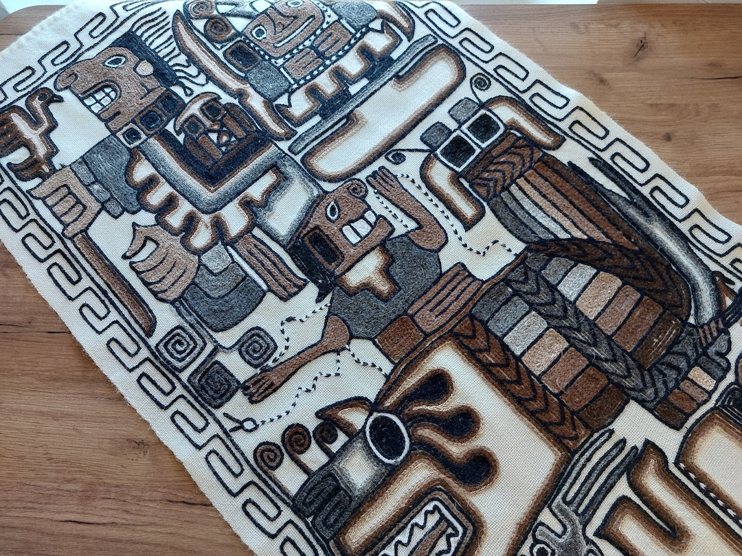 Embroidered Vintage Boho Tapestry Mayan Embroidered Tapestry Etsy