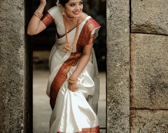 White and red bridal saree Clearance