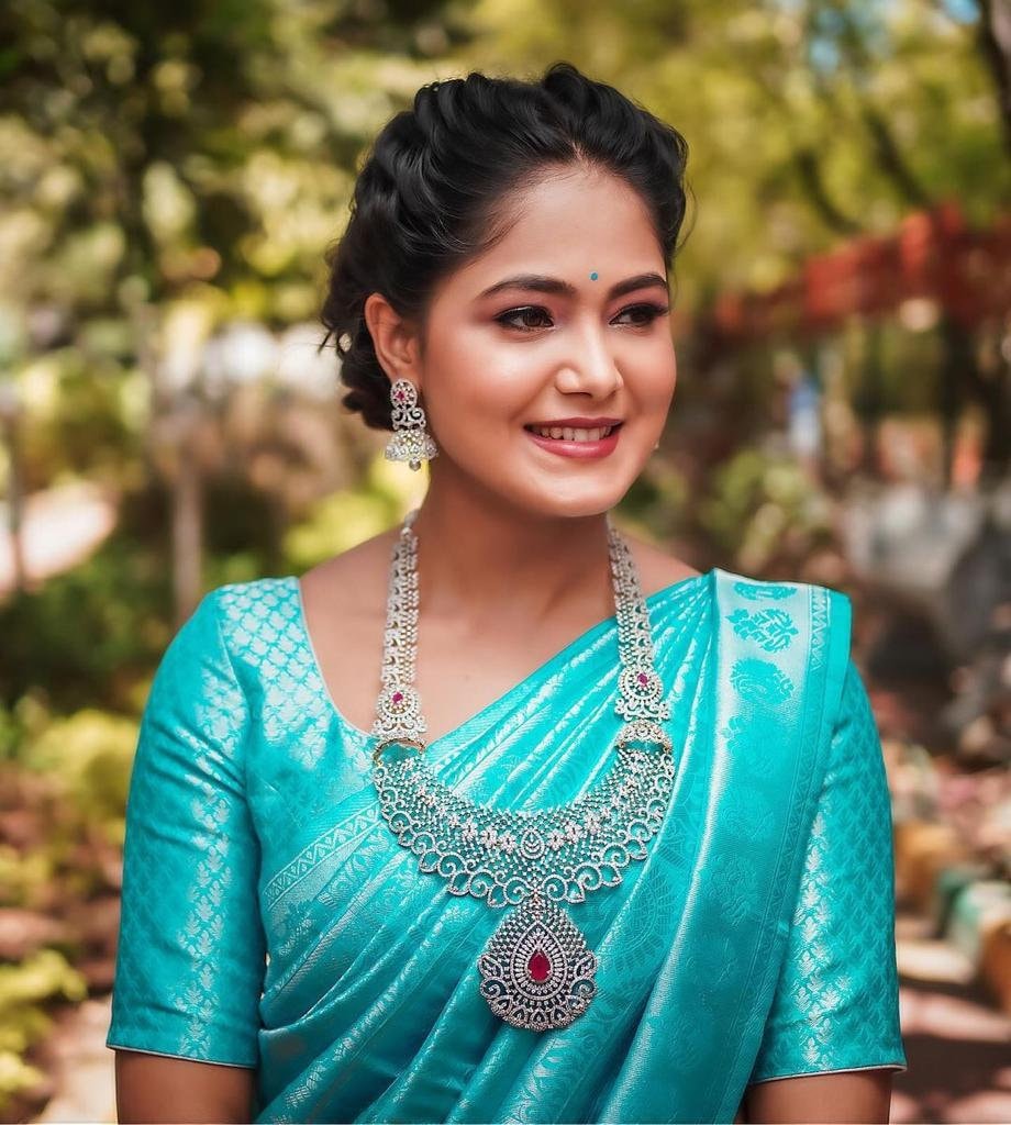 Indian Traditional kanchipuram Sky Blue Silk saree Silver zari Etsy