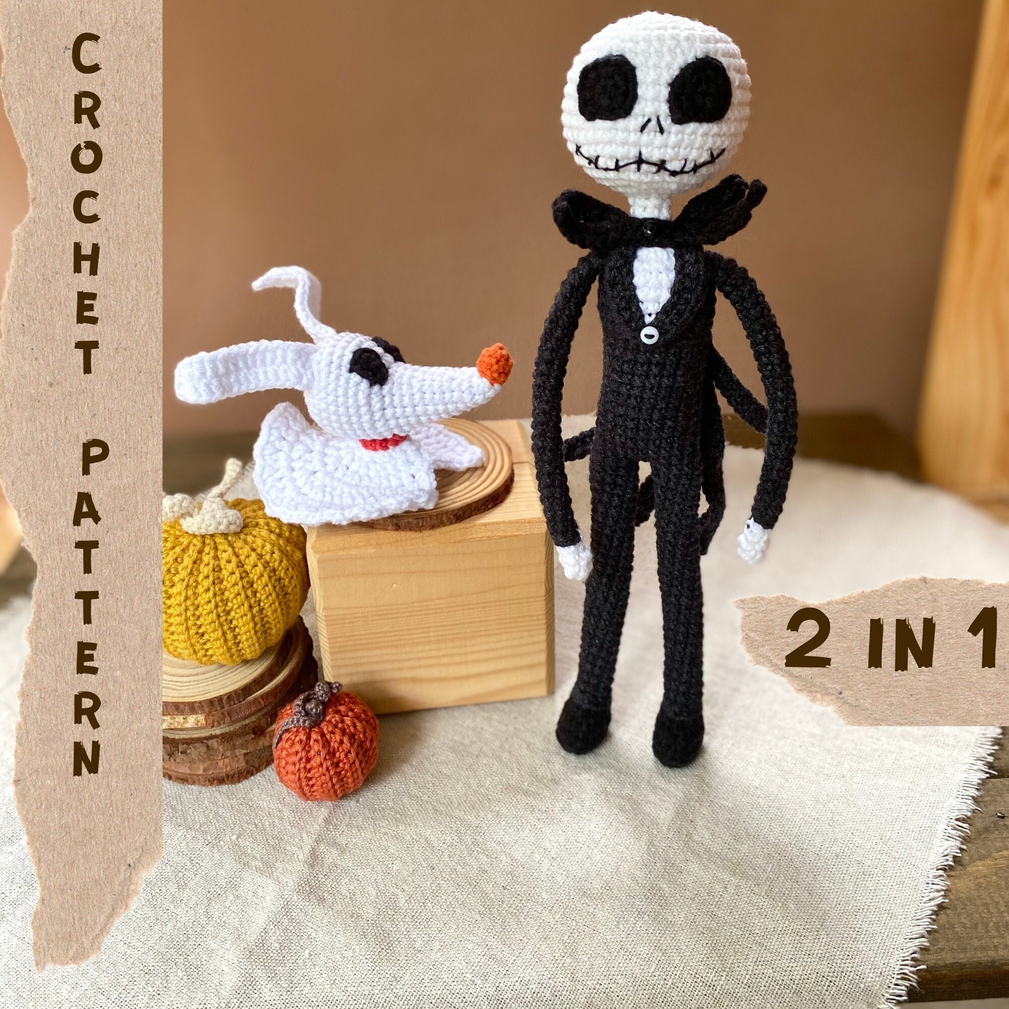Jack Skellington and Zero Dog Ghost Crochet Pattern. Skeleton Etsy
