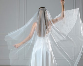 Wedding veil plain 2 tier, bridal veil, 2 layer plain veil, catheral veil, blusher veil, fingertip veil for ceremony, royal veil, tulle veil