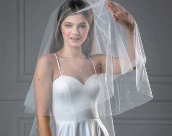 Simple Sheer Veil, Tulle Bridal Veil, Double Layer Veil, Simple Hair Wedding, Simple Wedding Vail, Illusion Veil