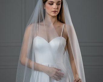 Plain Bridal Veil, Minimal Volume Veil, Minimalist Slim Veil, Plain Soft Veil, Tulle Wedding Veil, Wedding Veil Long