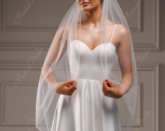 Italian Tulle Wedding Veil: Pencil Edge, White Ivory Bridal Veil