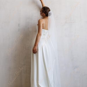 Etsy Diamond white waltz length veil with satin trim Waltz Length Wedding Veil: Angel Cut With Satin Trim - Etsy  main image 2