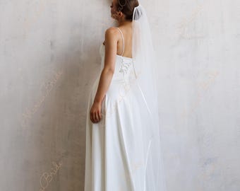 Satin Ribbon Edge Wedding Veil: White or Ivory, Cathedral Length