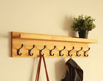 Mudroom hook coat rack furniture, Wooden towel rack for bathroom wall