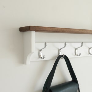 Modern coat rack solid oak wood, wall mounted coat hook, entryway organization