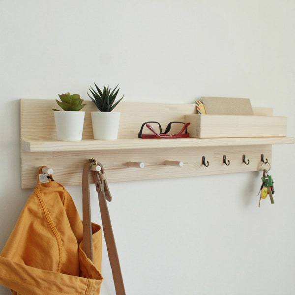 Modern coat rack with shelf,  Entryway shelf with hooks, Entryway organization