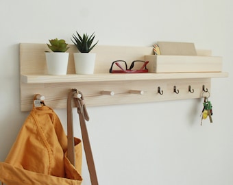 Modern Coat Rack With Shelf, Entryway Shelf With Hooks, Entryway