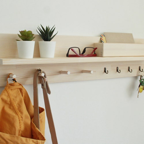 Rustic Coat Rack With Shelf Entryway Organization Etsy