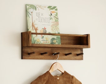 Bookshelf and coat rack, wall coat rack for kids