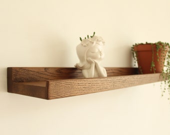 Dark oak floating shelf, wooden floating shelves