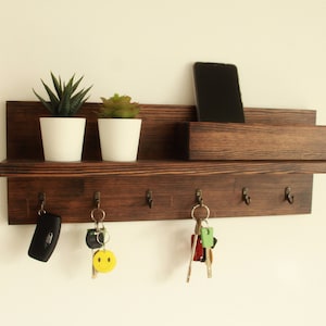 Key and coat rack entryway, Key holder for wall, Mail organizer image 3