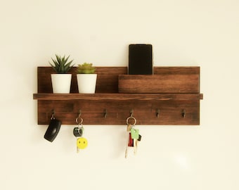 Key and coat rack entryway, Key holder for wall, Mail organizer