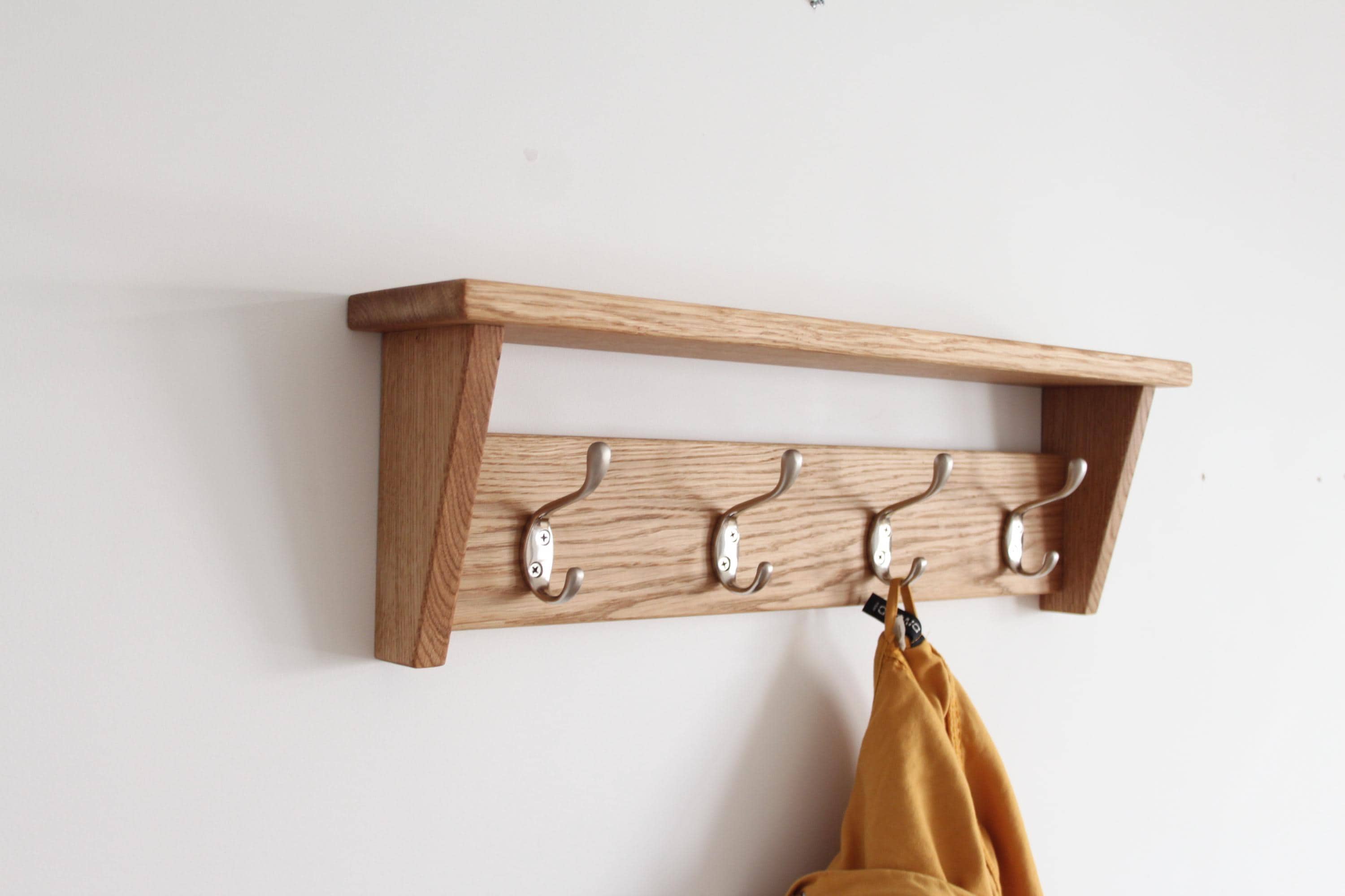 Oak Cap Rack Oak Wood Coat Rack With Shelf: Entryway Hat Organizer - Etsy