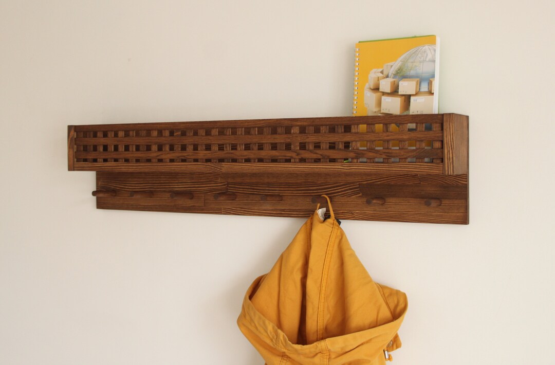 Combined Bookshelf and Wooden Pegs for Children's Room Etsy
