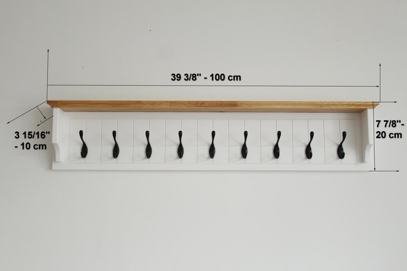 Wall mount coat rack with shelf, bathroom towel rack image 7