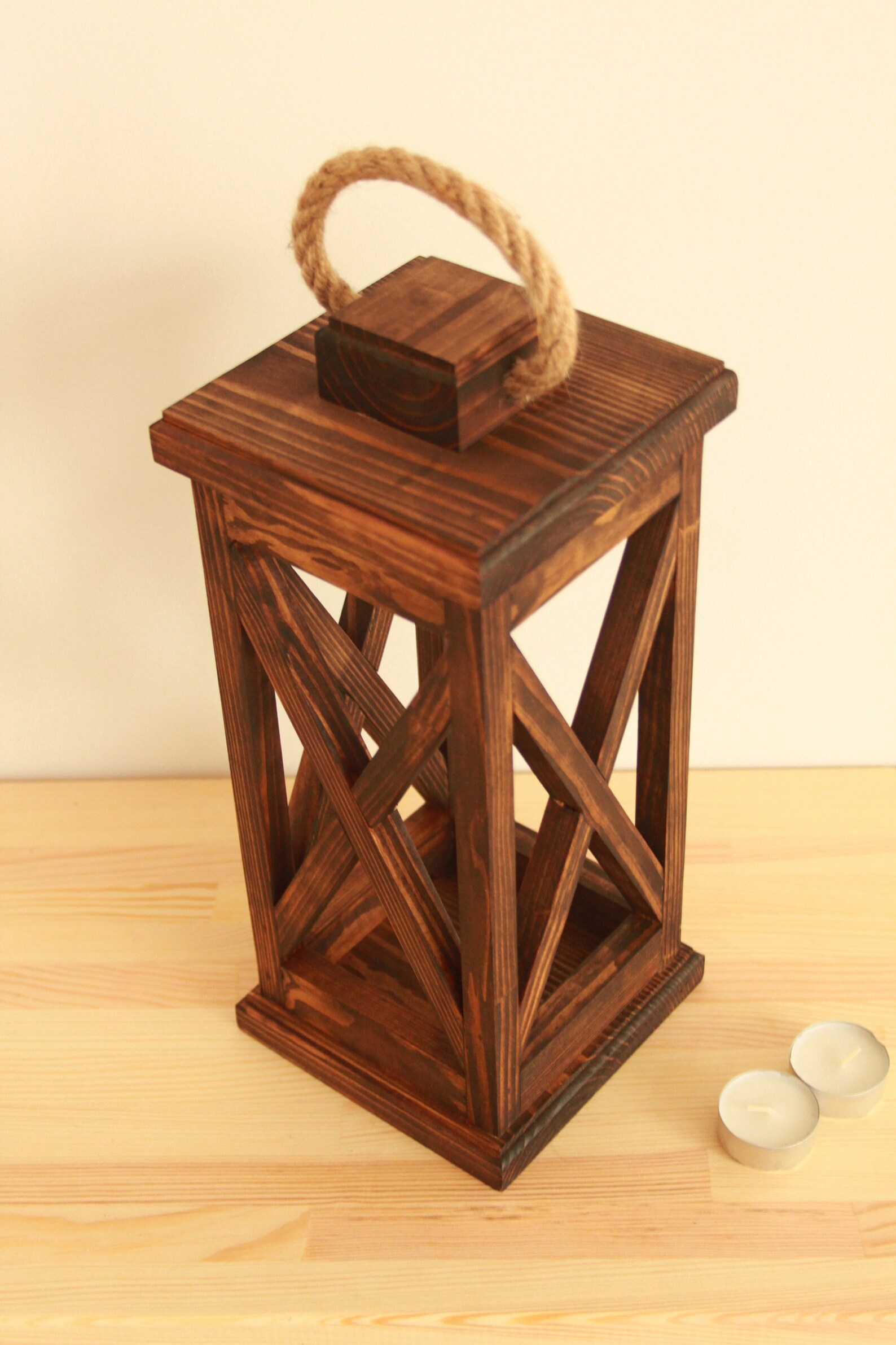 Wooden outdoor lantern Candle Holder Etsy