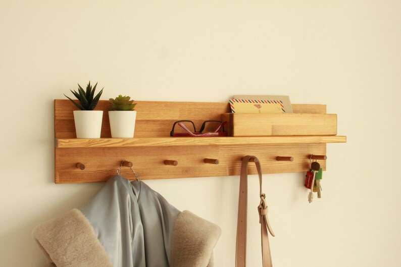 Wooden Peg Coat Rack Entryway Organization Etsy