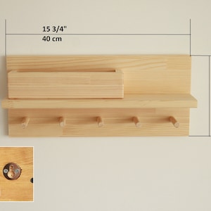 Coat rack with shelf, Key Holder for Wall, mail organizer image 2