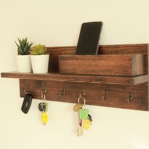 Key and coat rack entryway, Key holder for wall, Mail organizer image 2