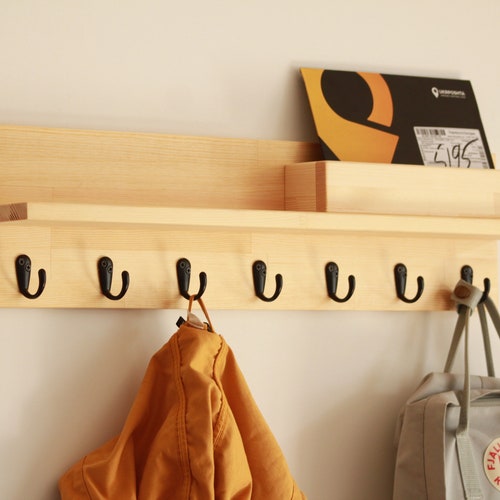 Entryway Rack Organizer Shelf Wooden Coat Rack Wall Mount Etsy