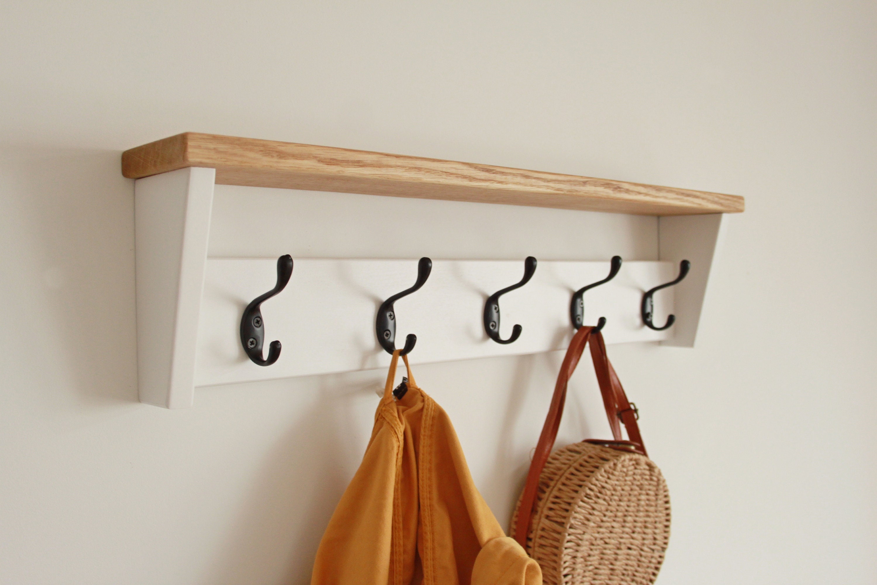Light Grey Hanging Shelf Coat Rack
