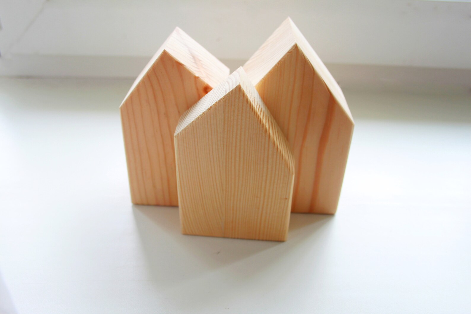 Set of 3 Unfinished Wooden House wooden block houses Etsy