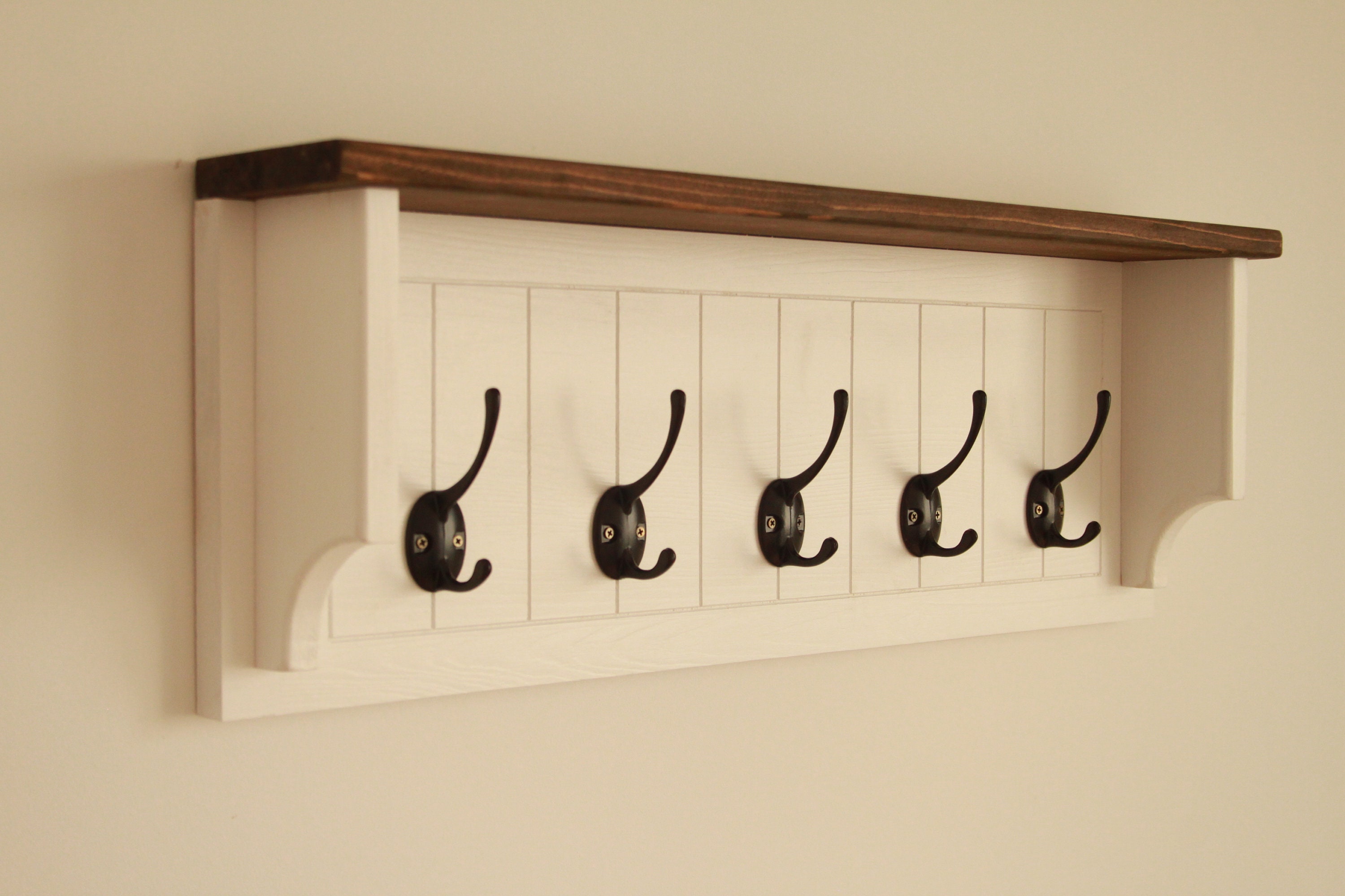 Wooden towel rack with shelf Etsy