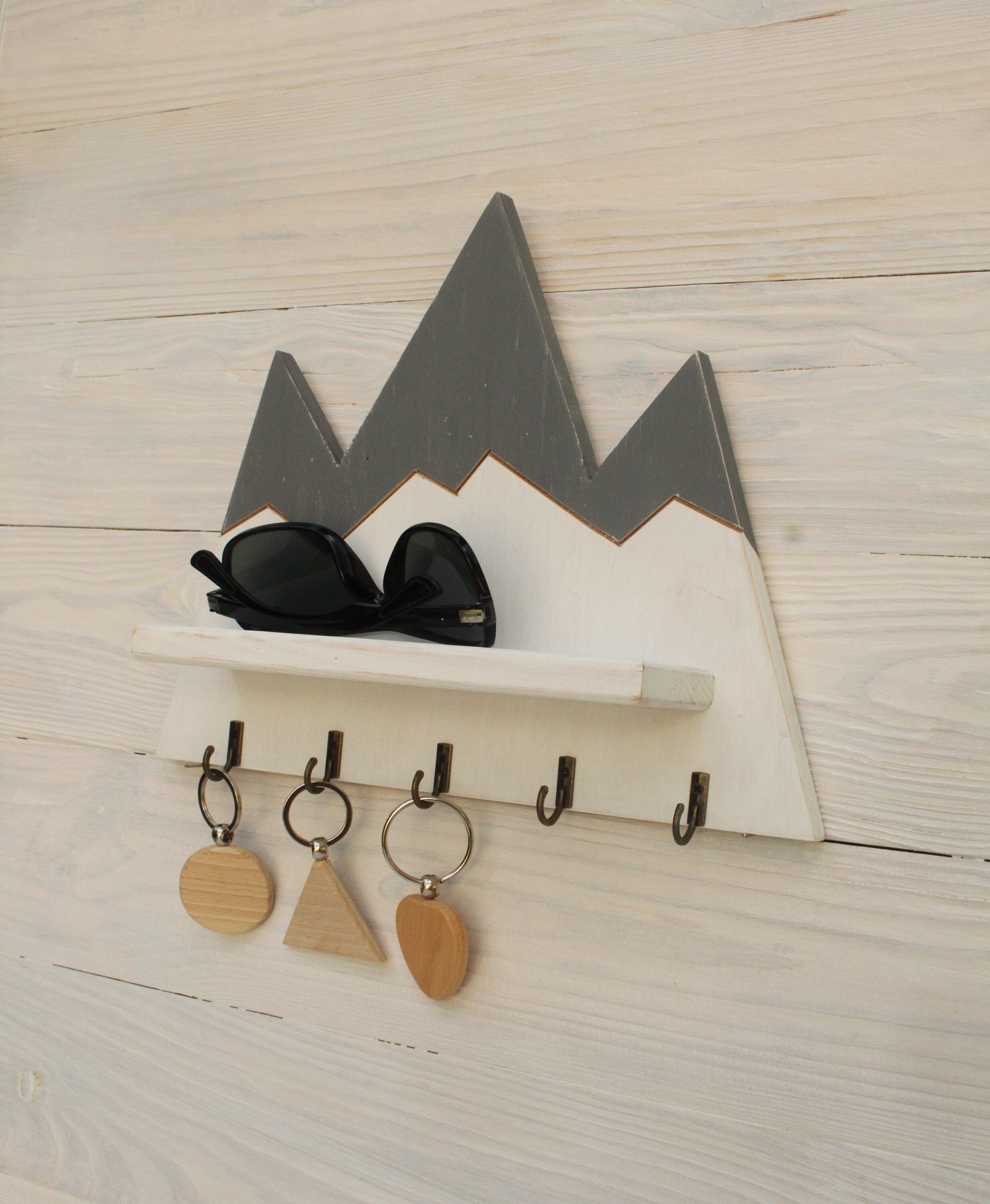 Wooden key holder mountains gift for snowboarder key holder Etsy