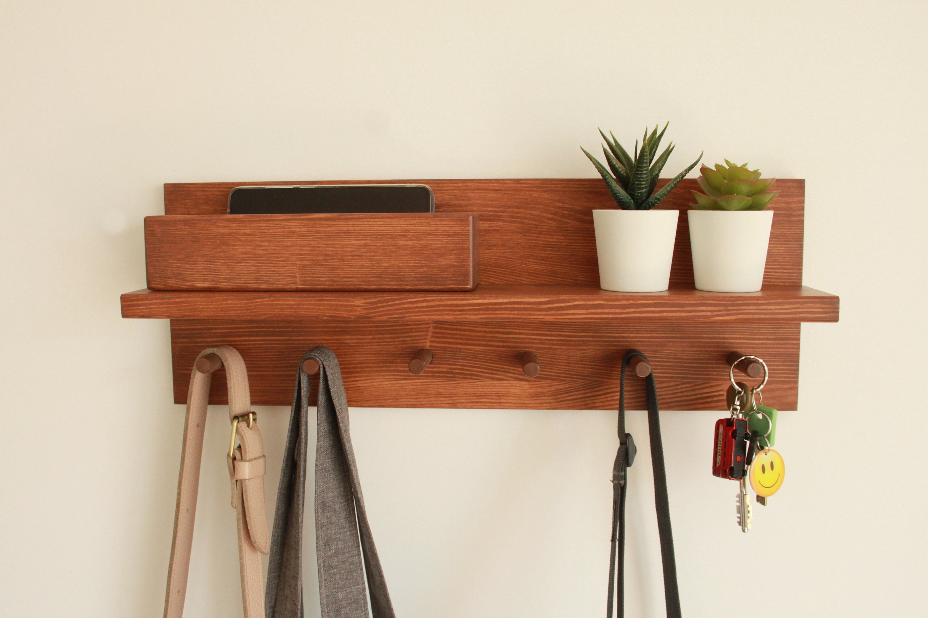 Entryway Hook Rack, Key Holder for Wall, Entryway Organizer with hooks